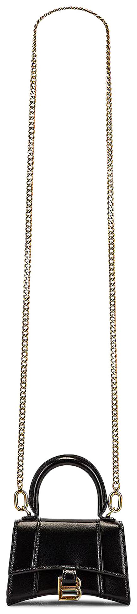 Balenciaga Hourglass Top Handle Mini Handbag With Chain Black