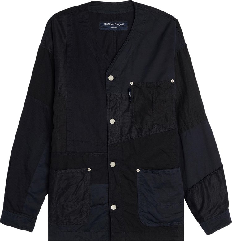 Comme des Garcons Homme Plus Garment Dyed Multi Fabric Mix Jacket Navy