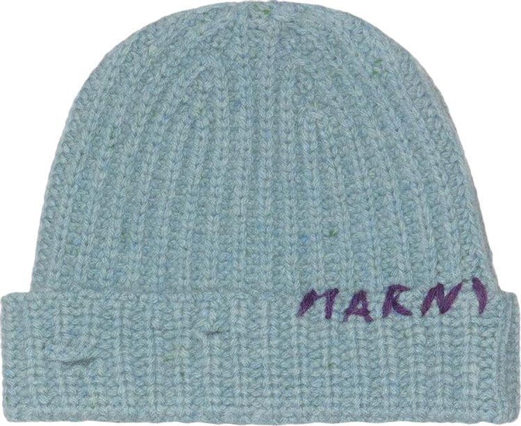 Marni Shetland Mending Beanie Smoke Blue