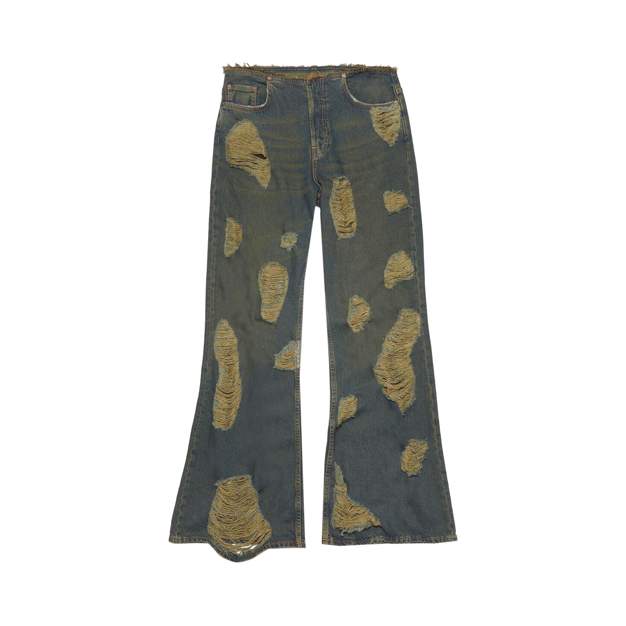 Buy Acne Studios Loose Fit Distressed Jeans 'Blue/Green