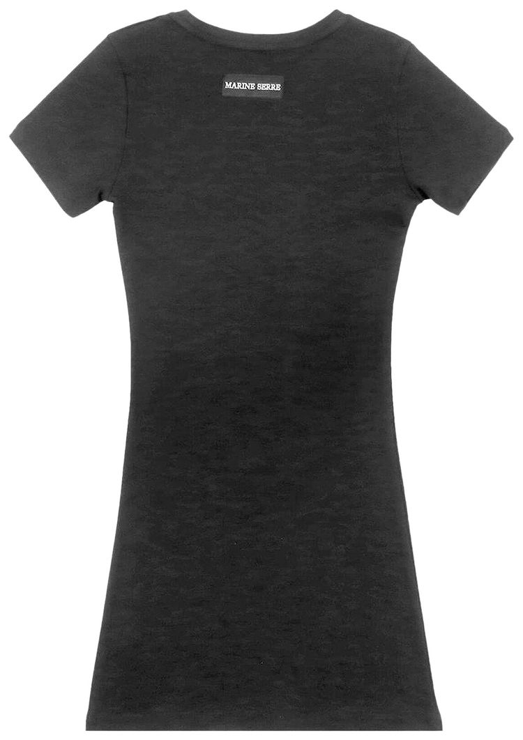 Marine Serre Organic Rib T Shirt Dress Black