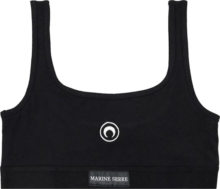 Marine Serre Jersey Plain Bra Black