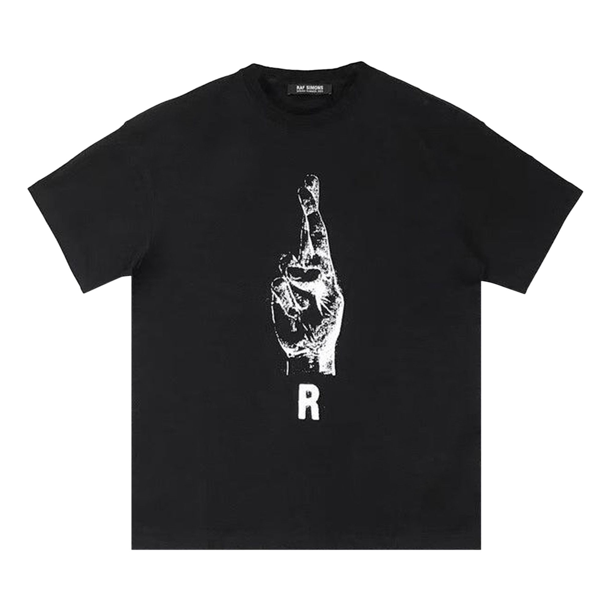 Buy Raf Simons Oversized T-Shirt With Hand Sign Print 'Black