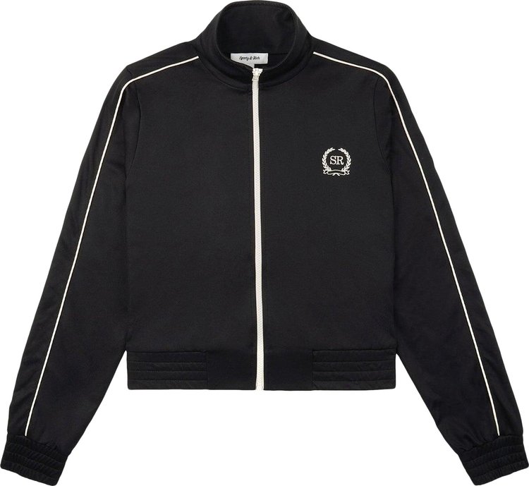 Sporty  Rich Golf Embroidered Track Jacket BlackCream