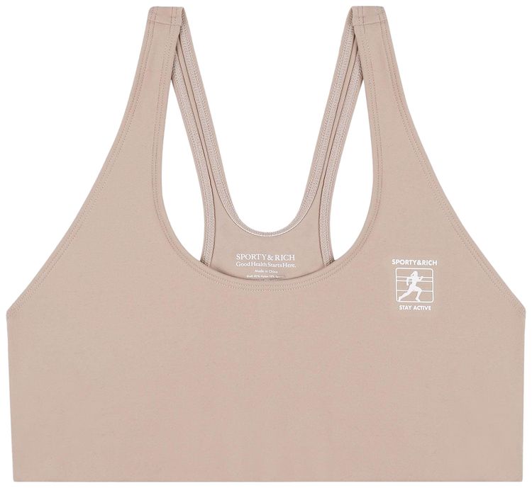 Sporty  Rich Stay Active Sports Bra ElephantWhite