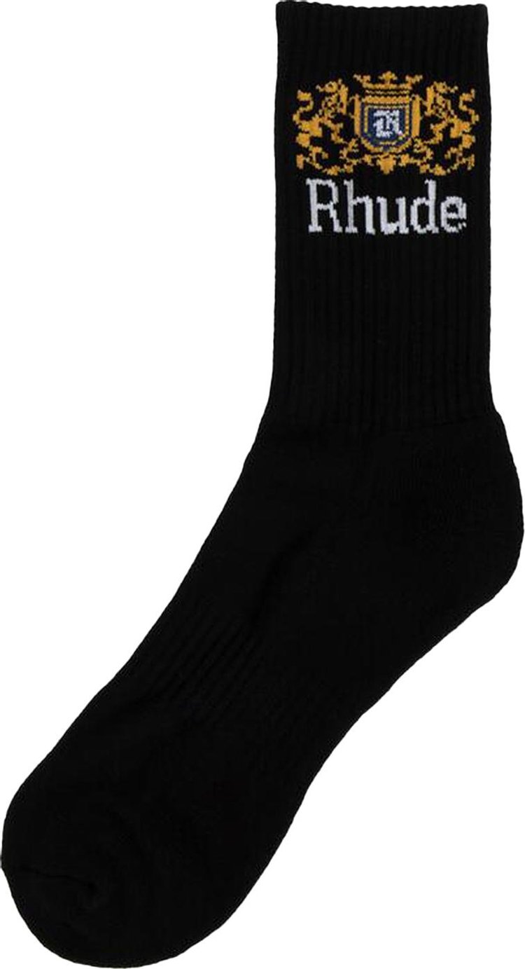 Rhude Crest Logo Sock BlackWhiteYellow