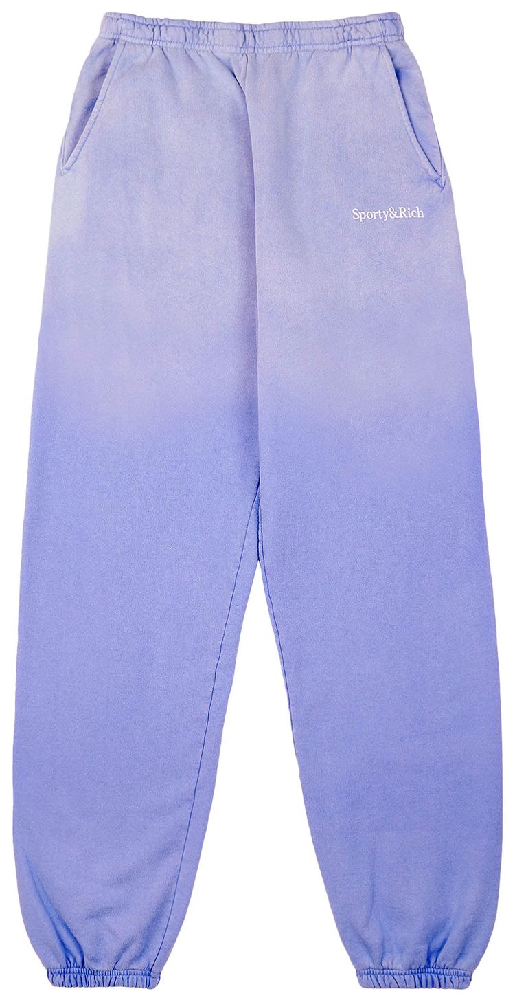 Sporty  Rich Serif Logo Embroidered Sweatpants Dip Dye BlueWhite