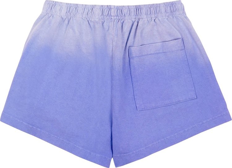 Sporty  Rich Serif Logo Embroidered Disco Shorts Dip Dye BlueWhite