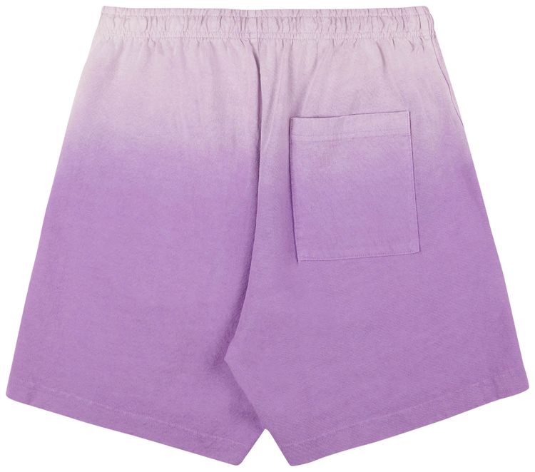 Sporty  Rich Serif Logo Embroidered Gym Shorts Dip Dye PurpleWhite