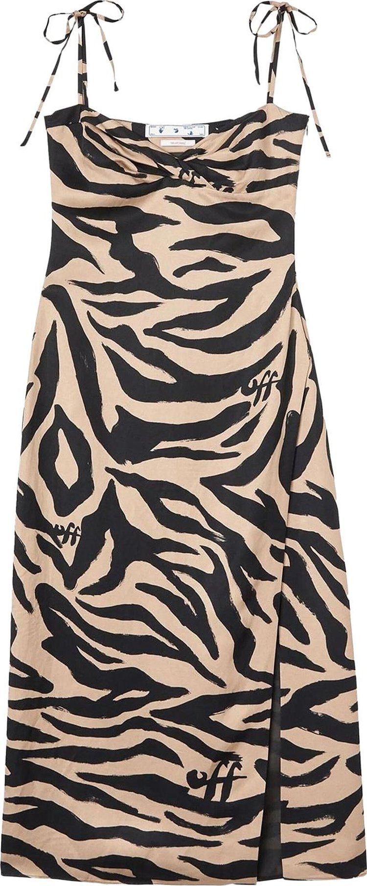 Off White Zebra Twisted Long Dress Black