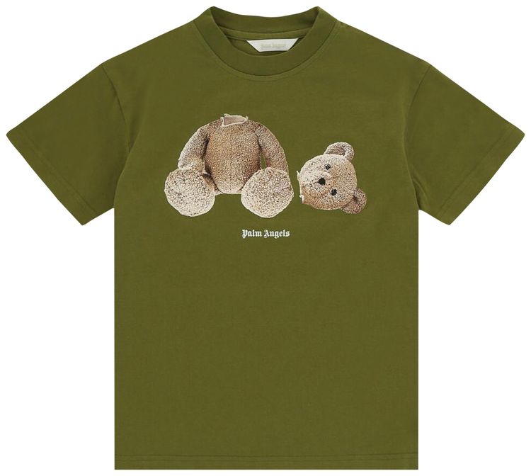 Palm Angels Kids Bear T Shirt Military