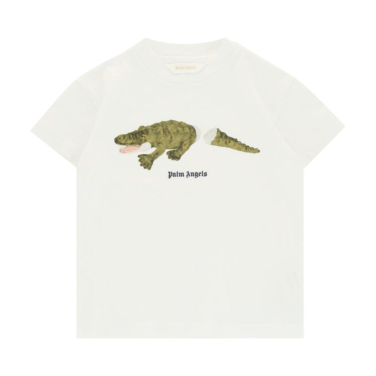 Palm Angels Kids Crocodile Graphic T Shirt WhiteGreen