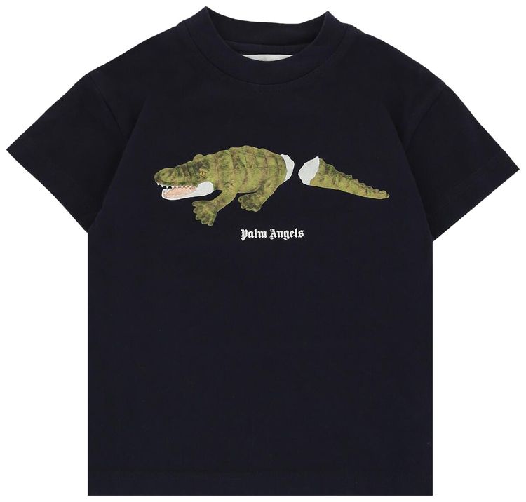 Palm Angels Kids Crocodile Graphic T Shirt NavyGreen