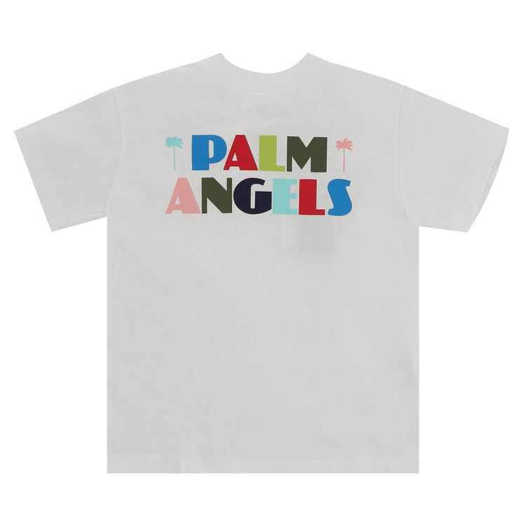 Palm Angels Kids Seasonal Logo T Shirt WhiteMulticolor