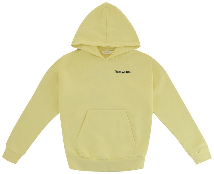 Palm Angels Kids Logo Print Hoodie NavyYellow