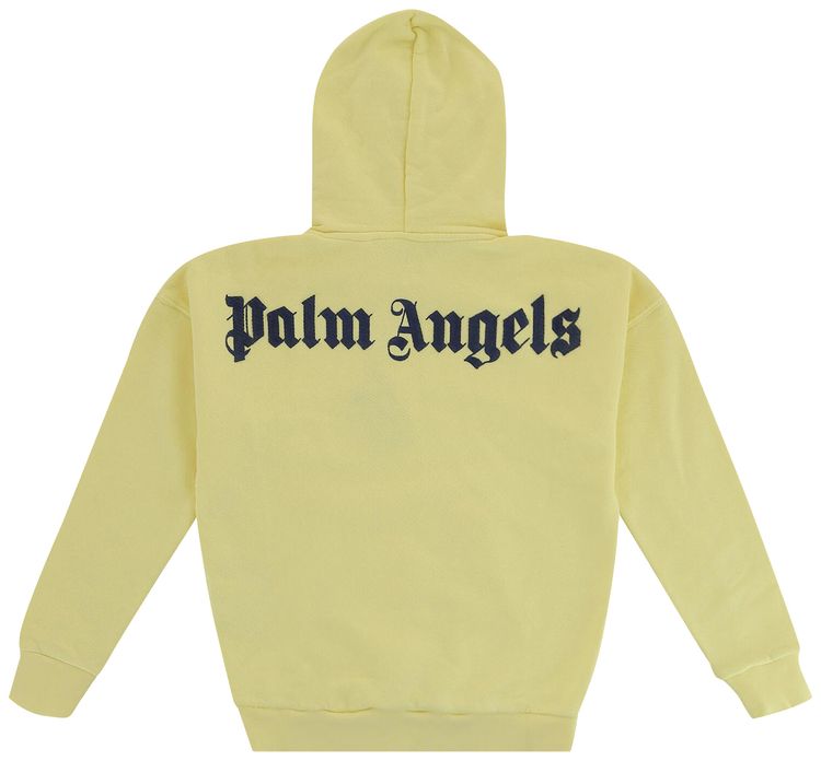 Palm Angels Kids Logo Print Hoodie NavyYellow
