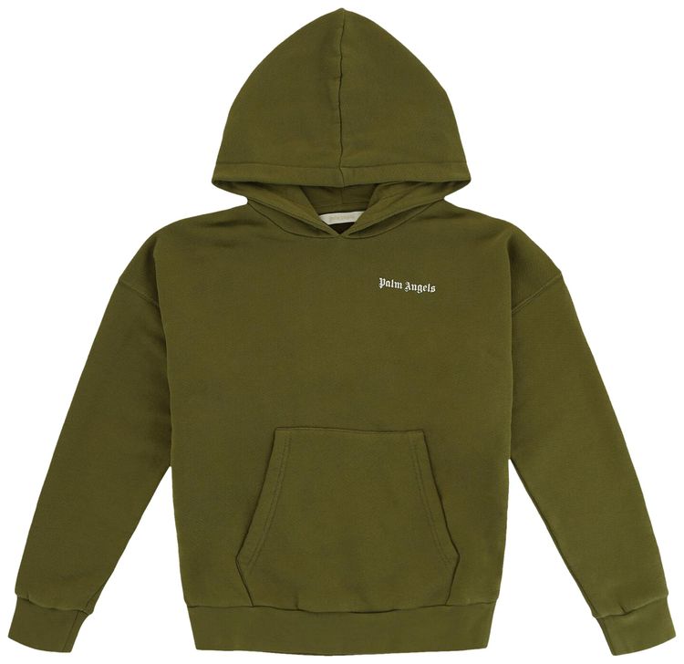 Palm Angels Kids Logo Hoodie MilitaryWhite