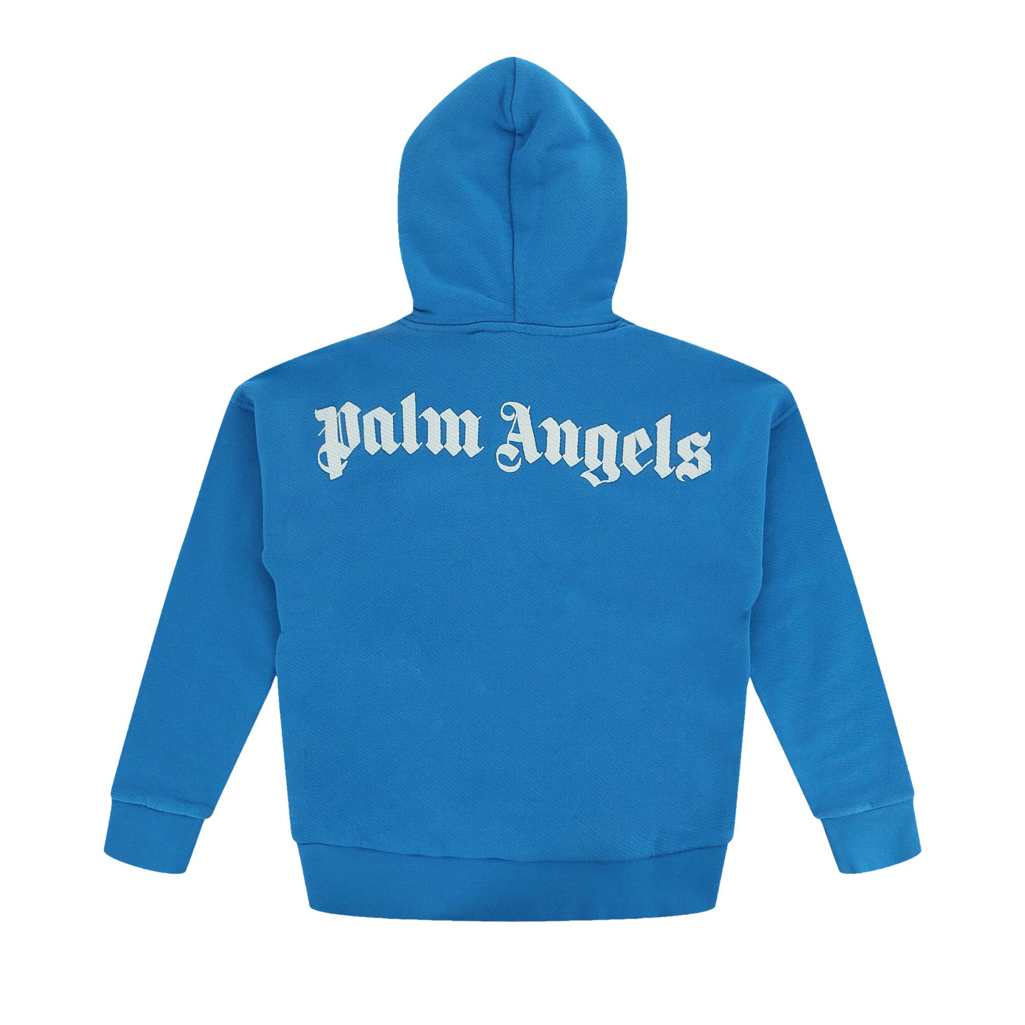 Buy Palm Angels Kids Logo Hoodie 'Blue/White