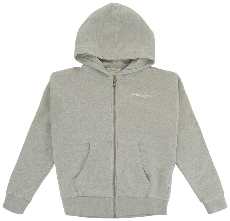 Palm Angels Kids Classic Overlogo Zip Up Hoodie Melange