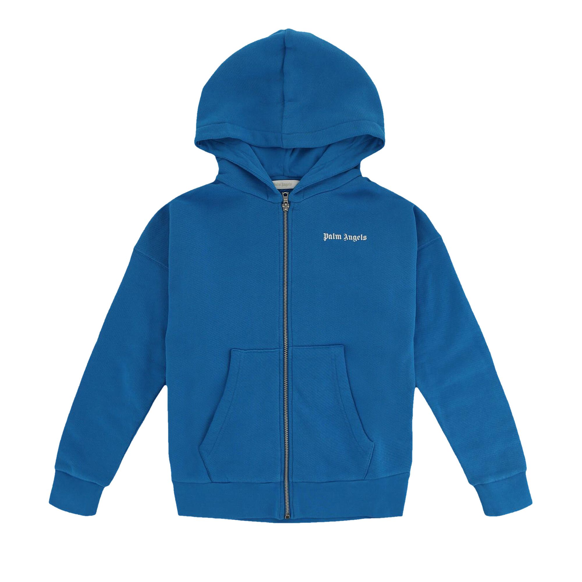 Buy Palm Angels Kids Classic Over Logo Zip Up Hoodie Light Blue PBBE002S22FLE0024001 GOAT