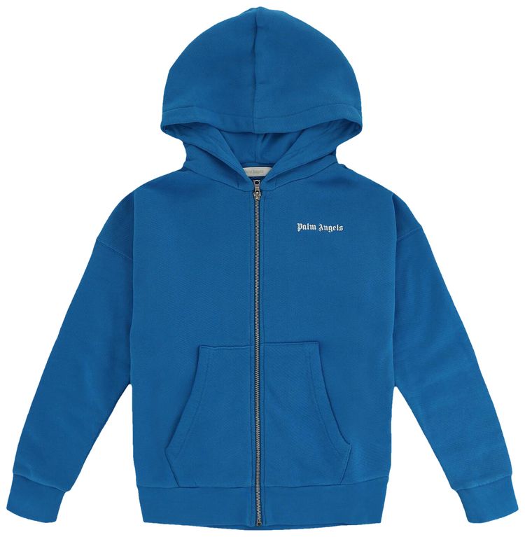 Palm Angels Kids Classic Over Logo Zip Up Hoodie Light Blue