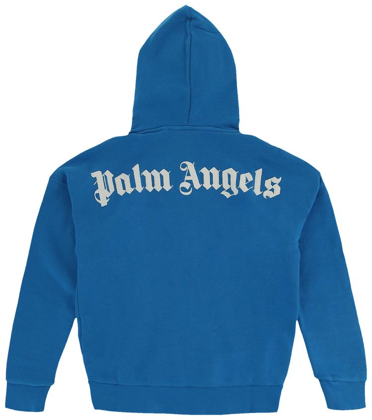 Palm Angels Kids Classic Over Logo Zip Up Hoodie Light Blue