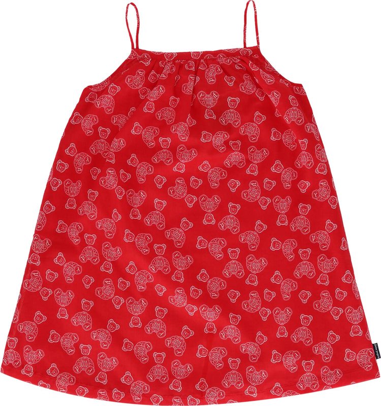 Palm Angels Kids Bear Printed Knit Dress RedWhite