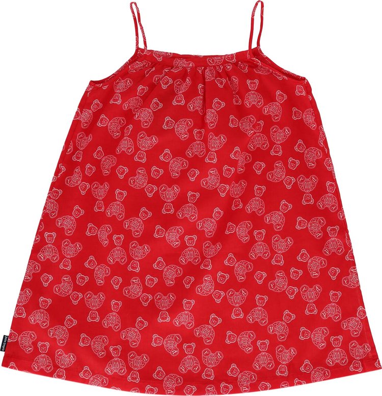 Palm Angels Kids Bear Printed Knit Dress RedWhite