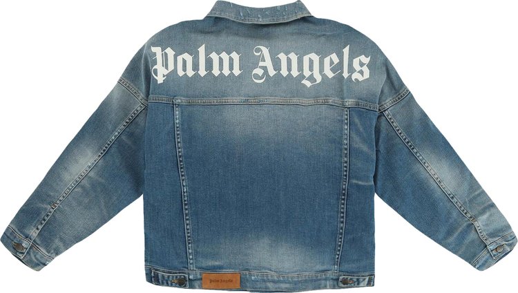 Palm Angels Kids Logo Denim Jacket BlueWhite