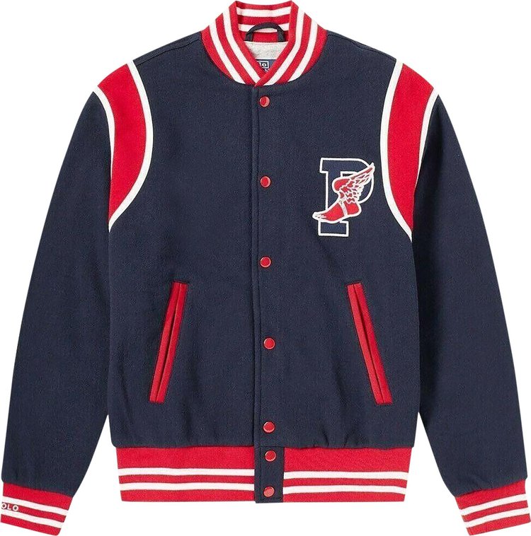 Polo Ralph Lauren 1992 Stadium Collection Reissue P Wing Varsity Jacket Navy