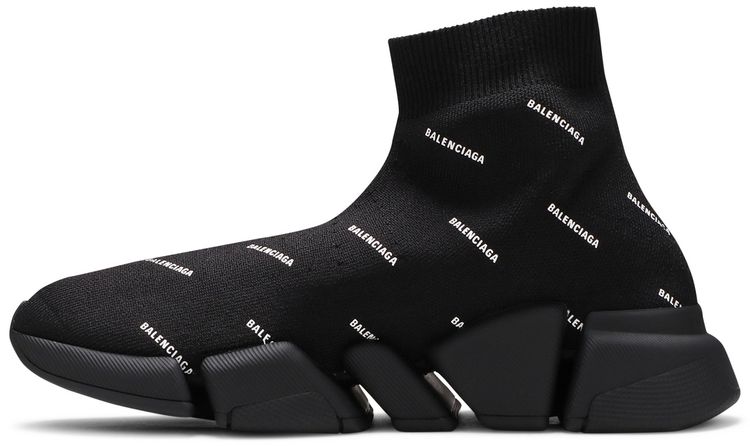 Balenciaga Wmns Speed 20 Sneaker Allover Logo   Black