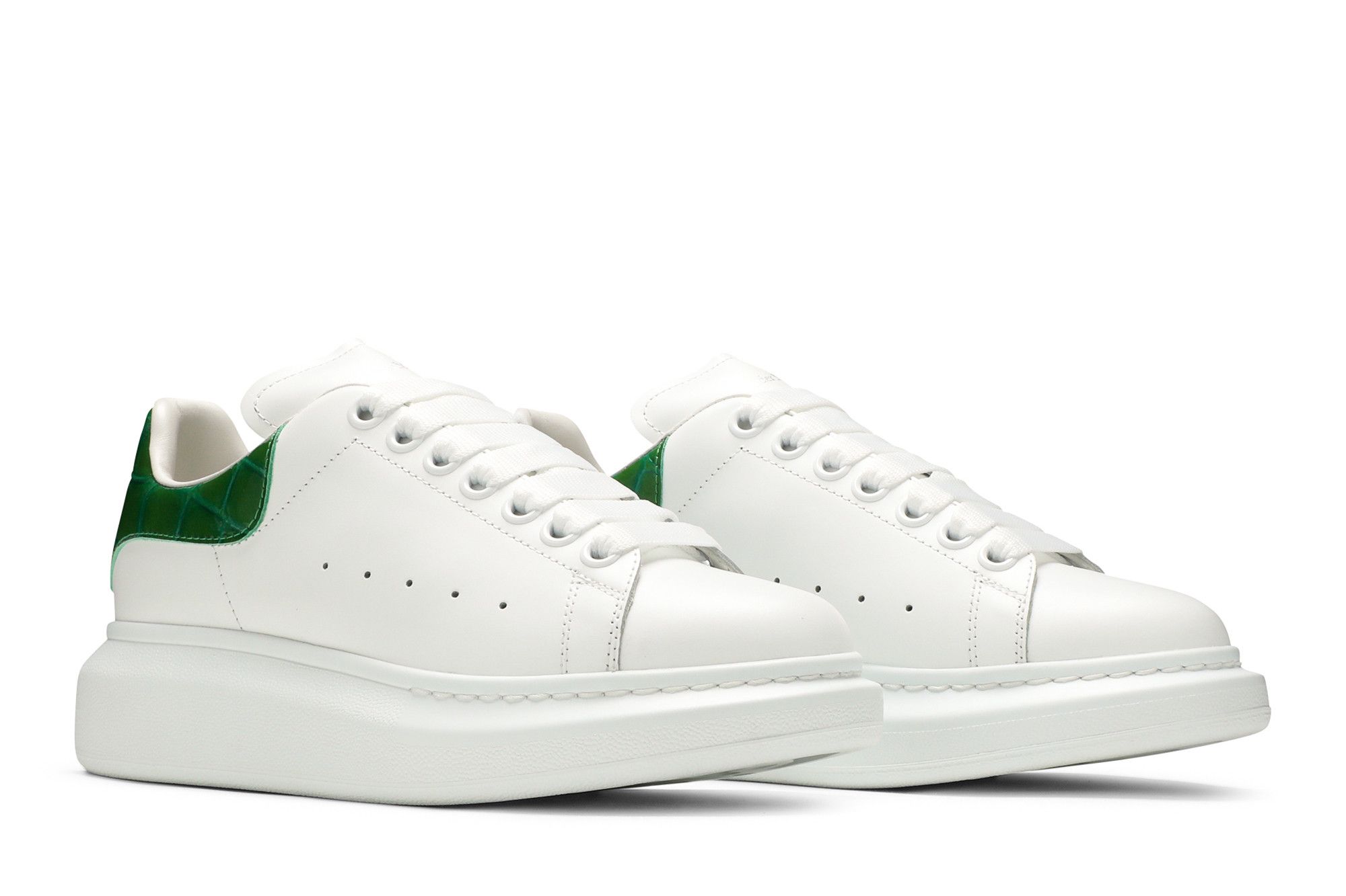 Size 6.0 Alexander McQueen Wmns Oversized Sneaker White Chrome Green