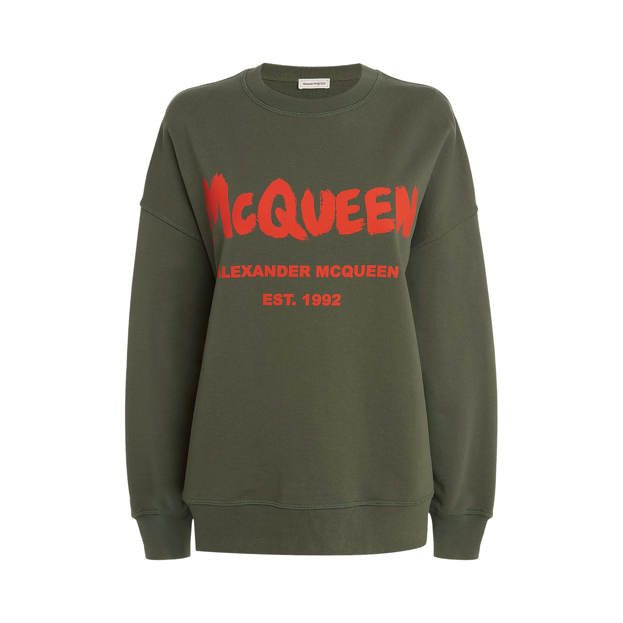 Buy Alexander McQueen Graffiti Sweatshirt Khaki Orange 659975QZADI0302 GOAT