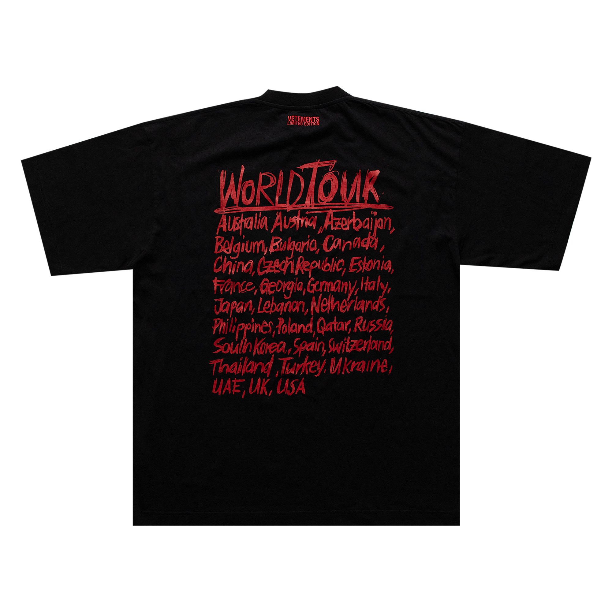 オープニング 大放出セール T-Shirts Tour World Vetements Buy 'Black/Red' UA52TR580R - トップス