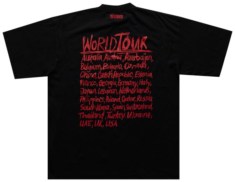 Vetements World Tour T Shirts BlackRed
