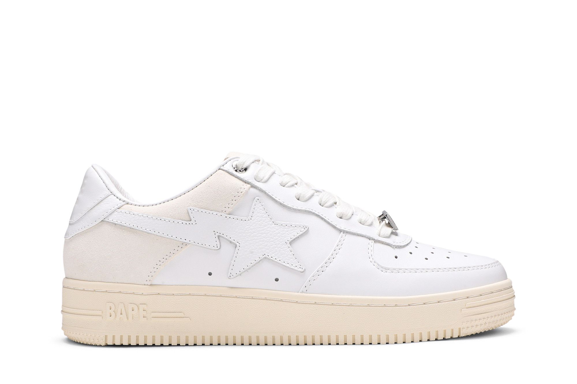 Size 8.5 Bapesta Low Suede Heel White