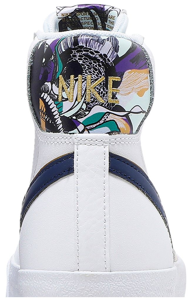 Nike Blazer Mid 77 SE GS Double Swoosh   White Gold Blue Void