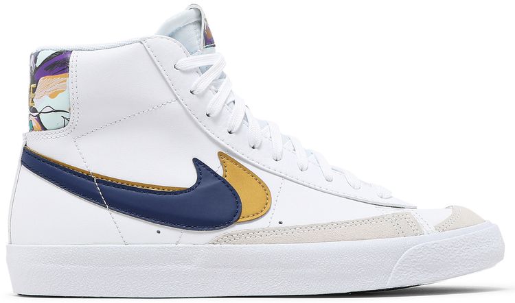 Nike Blazer Mid 77 SE GS Double Swoosh   White Gold Blue Void