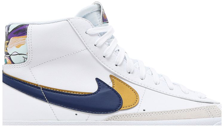 Nike Blazer Mid 77 SE GS Double Swoosh   White Gold Blue Void