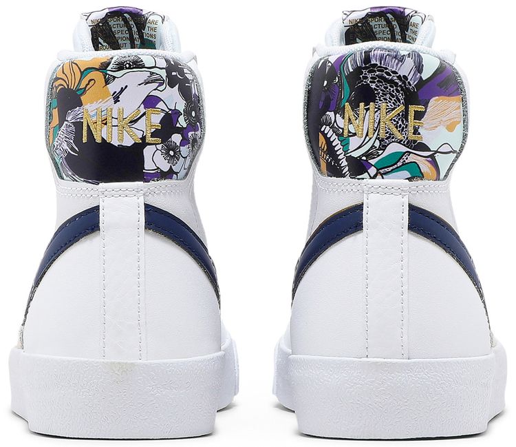 Nike Blazer Mid 77 SE GS Double Swoosh   White Gold Blue Void