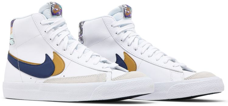 Nike Blazer Mid 77 SE GS Double Swoosh   White Gold Blue Void