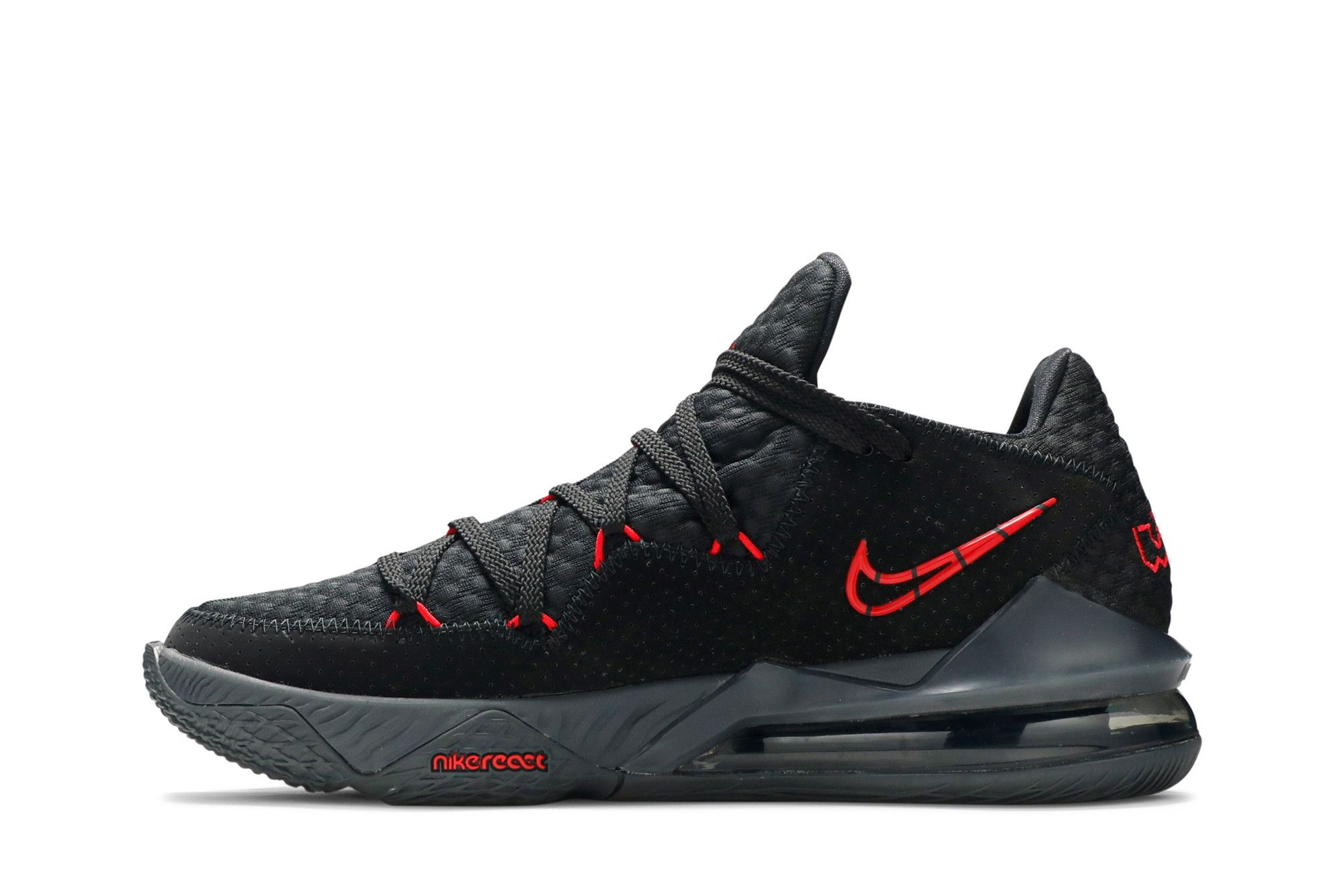 シューズ(男性用) Nike Lebron 17 low \"Black Red Dark Gray Nike Shoe Men's Size 8 Lebron 17 Low Top EP Black Red Grey