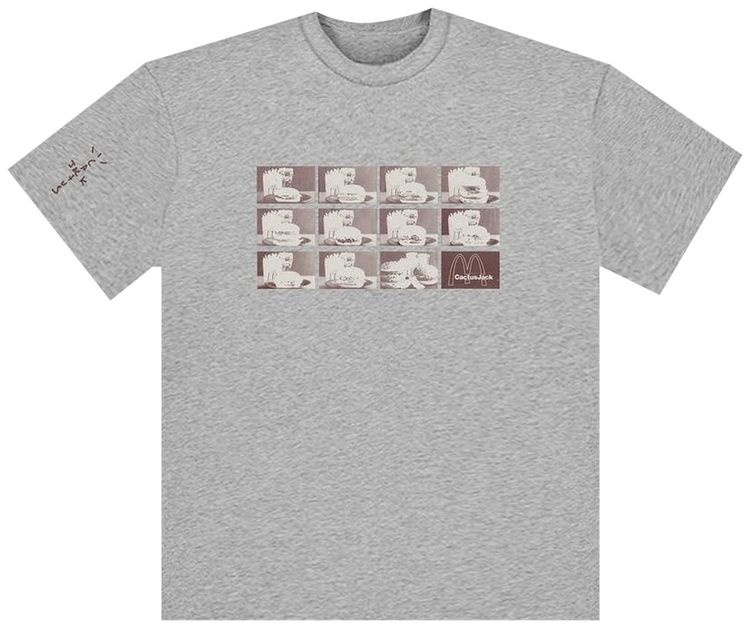Cactus Jack by Travis Scott x McDonalds Menu Mono Logo T Shirt Sport Grey