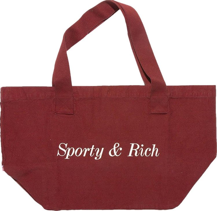 Sporty  Rich Classic Logo Tote Burgundy