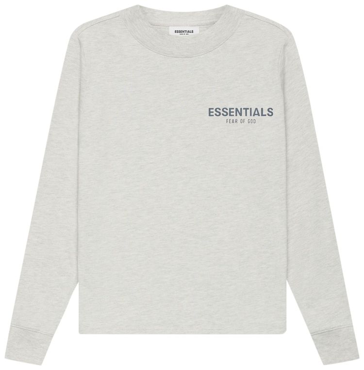 Fear of God Essentials Kids Long Sleeve Tee Light Heather Oatmeal