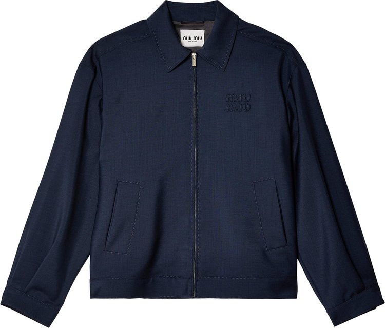 Miu Miu Kids Mohair Blouson Jacket Navy