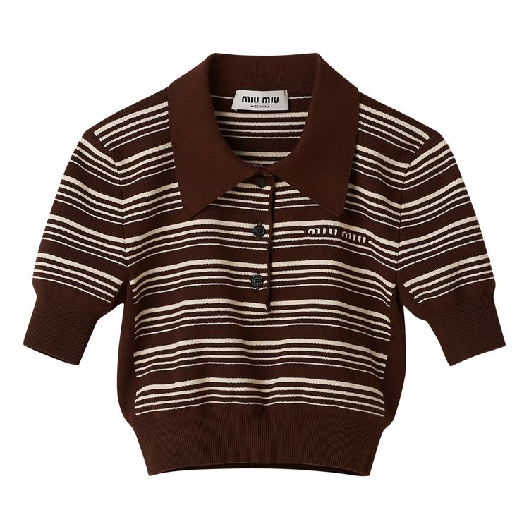 Meira Stripe Polo Knit - Black/Chocolate