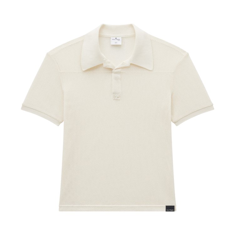 Courreges Mesh Short Sleeve Polo White