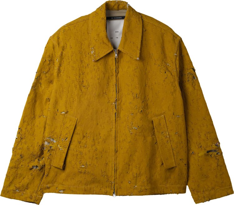 Song for the Mute Destroyed Pleated Zip Up Jacket Yellow