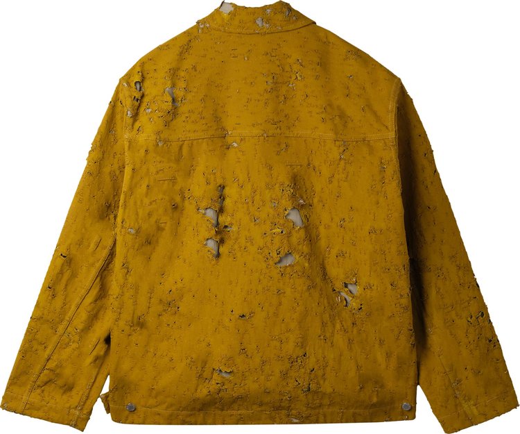 Song for the Mute Destroyed Pleated Zip Up Jacket Yellow